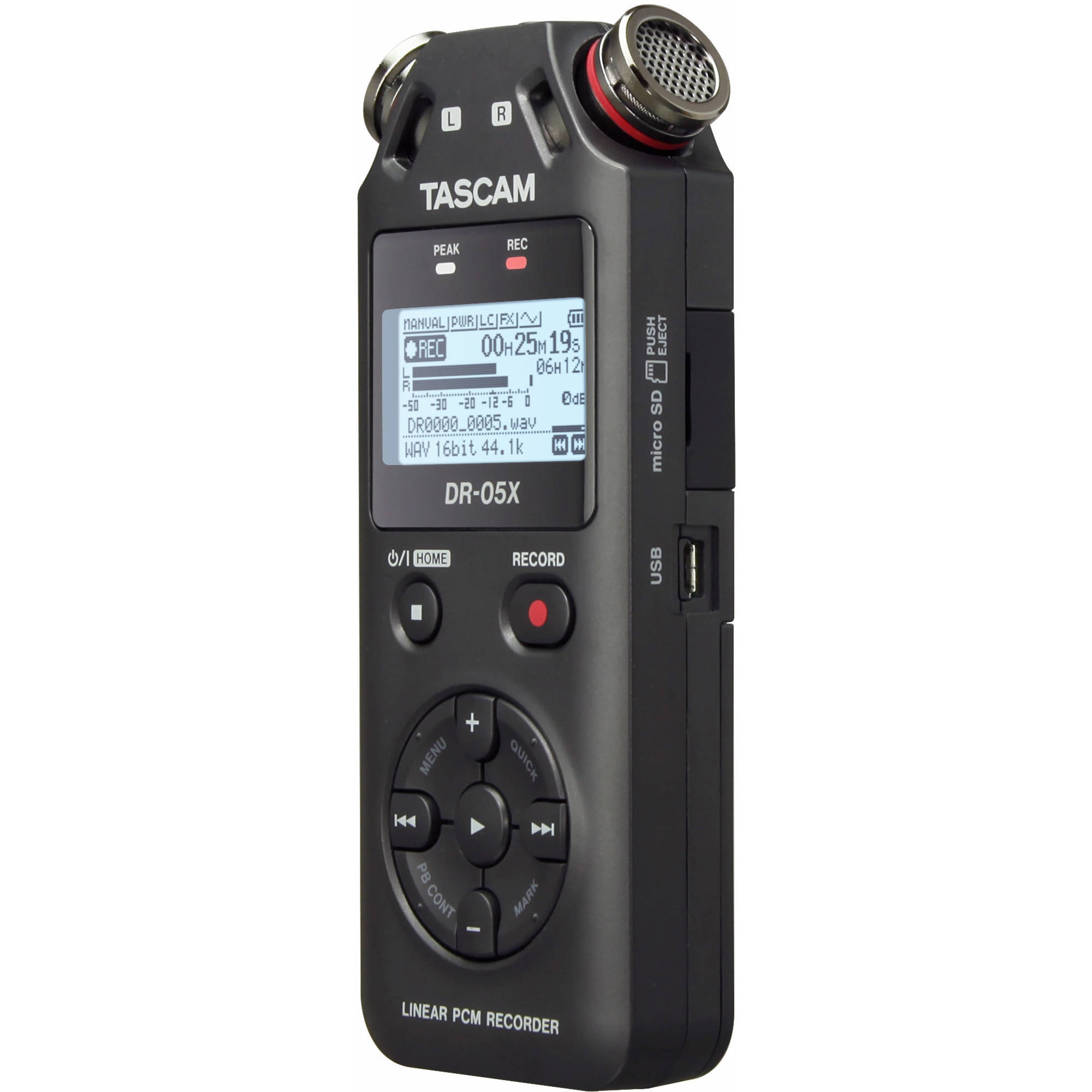 Gravador digital portátil e interface de áudio TASCAM DR-05X USB