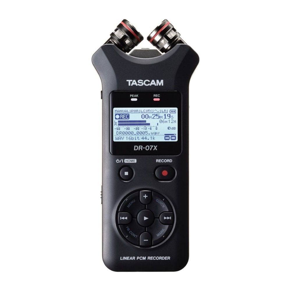 Gravador digital portátil e interface de áudio USB com 2 entrada e 2 saídas TASCAM DR-07X