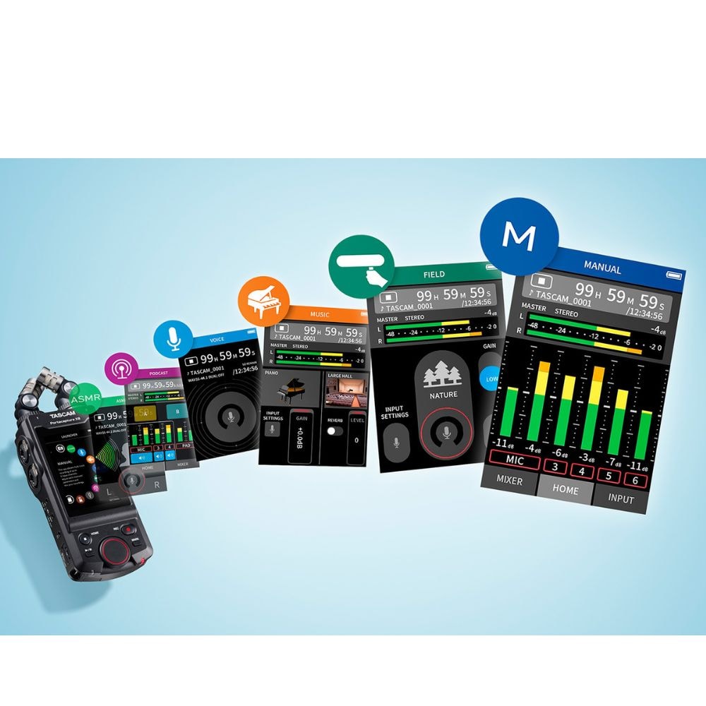 Gravador digital portátil HD TASCAM Portacapture X8 e interface de