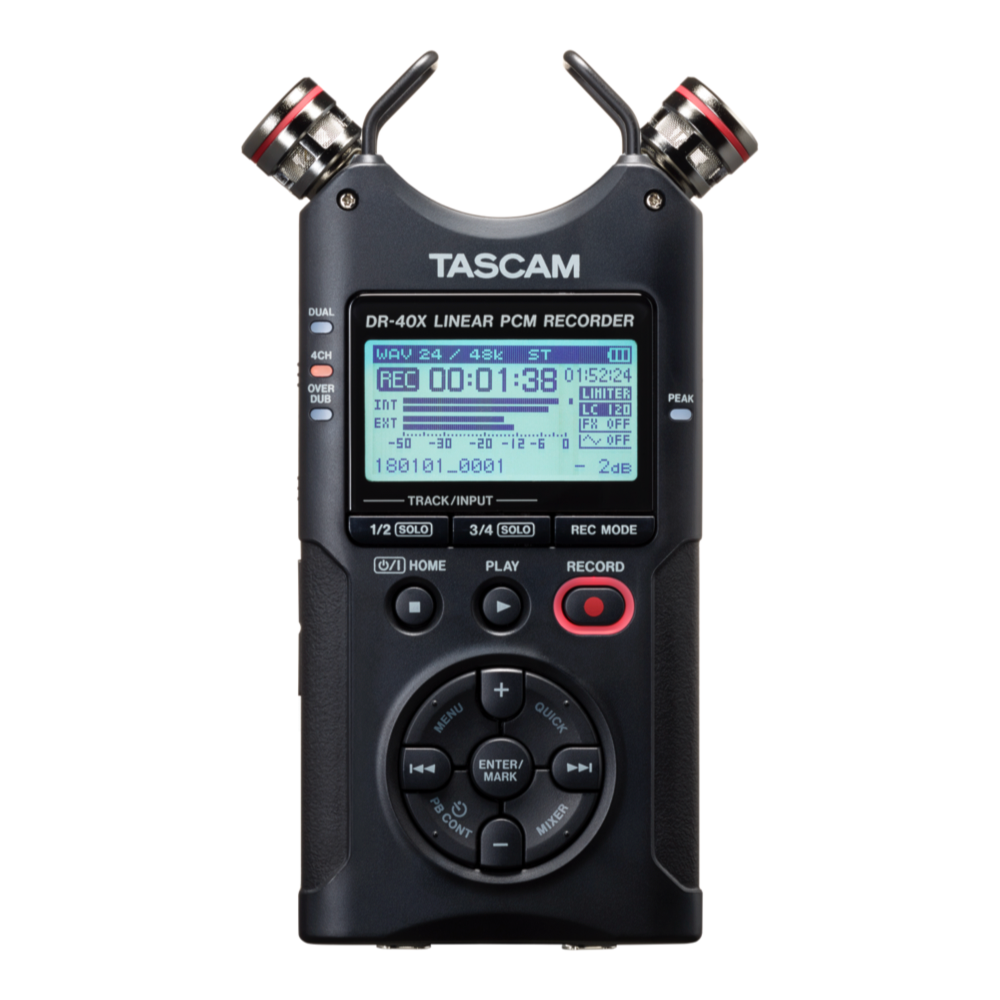 Gravador digital TASCAM DR-40X portátil com 4 canais - 1