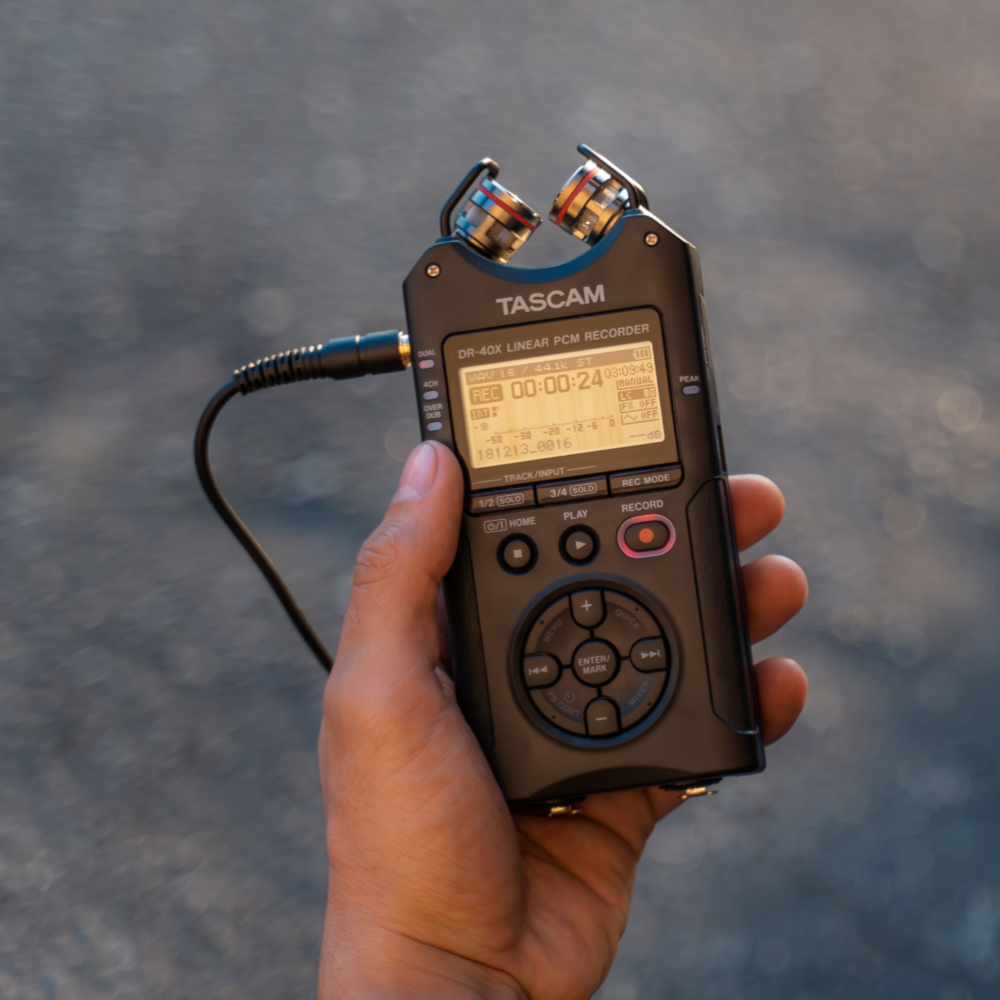 Gravador digital TASCAM DR-40X portátil com 4 canais