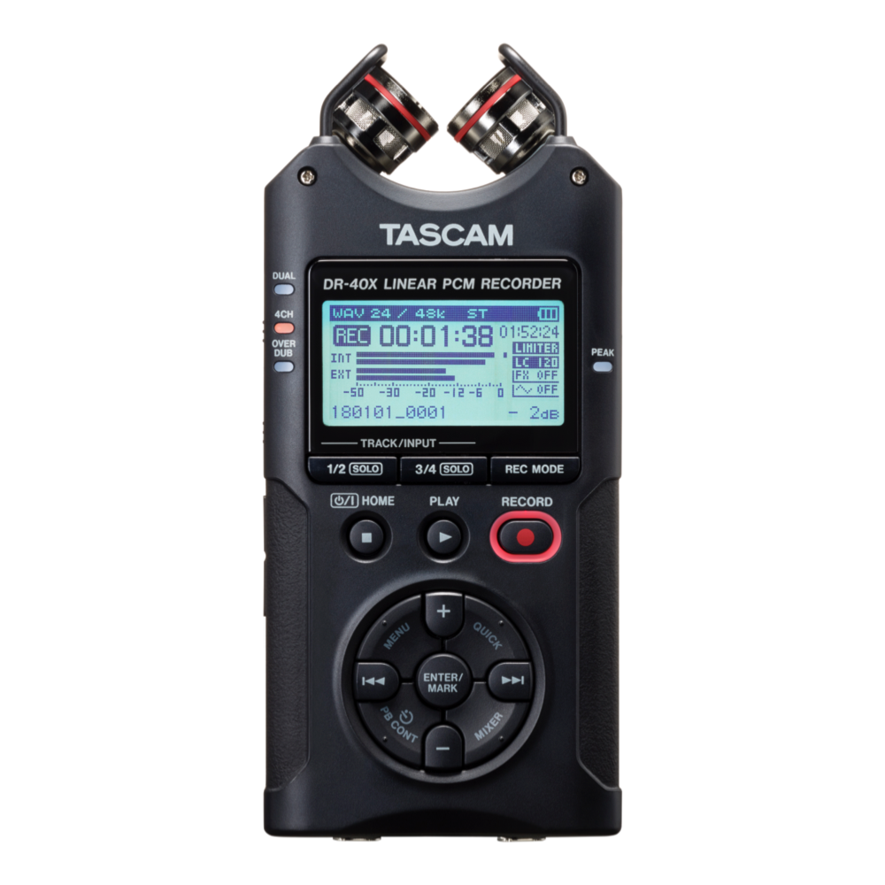 Gravador digital TASCAM DR-40X portátil com 4 canais