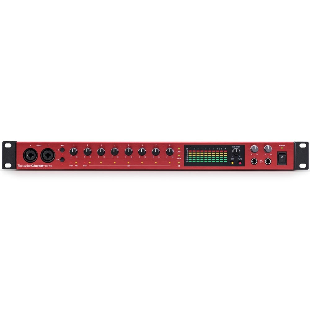 Interface de áudio Focusrite Clarett+ 8Pre USB 8 entradas e 10 saídas