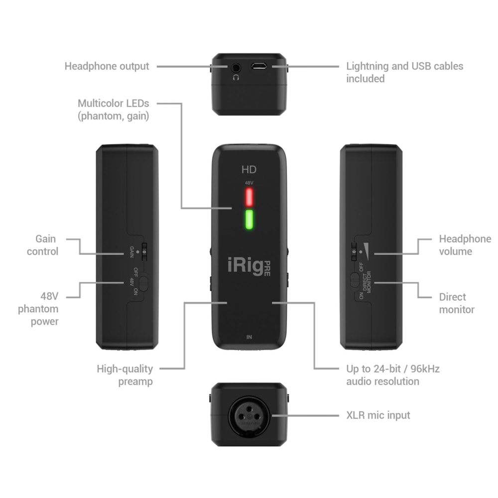 Interface de áudio Ik Multimedia iRig Pre HD - 5