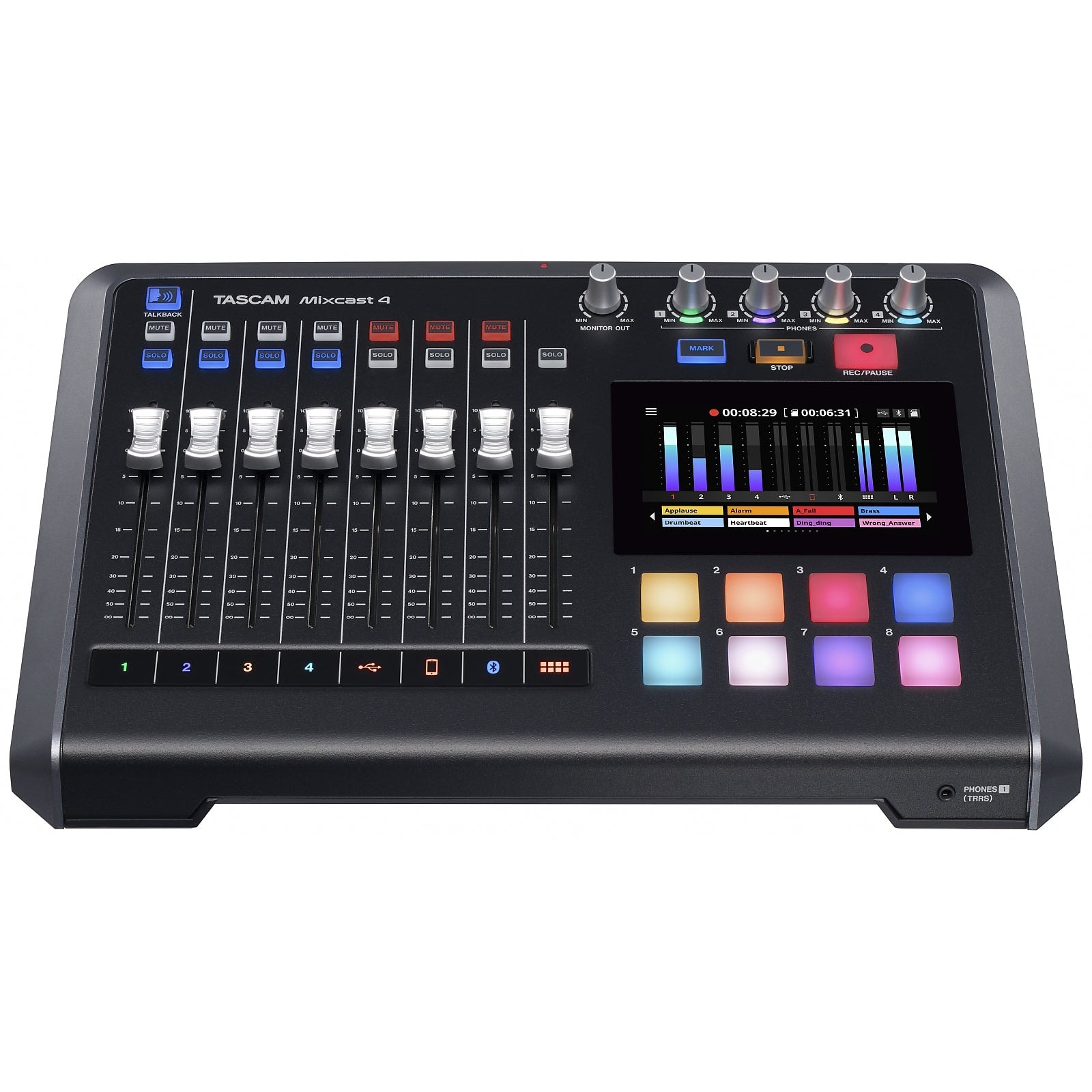 Interface de áudio Mixcast 4 TASCAM com gravador USB para podcast