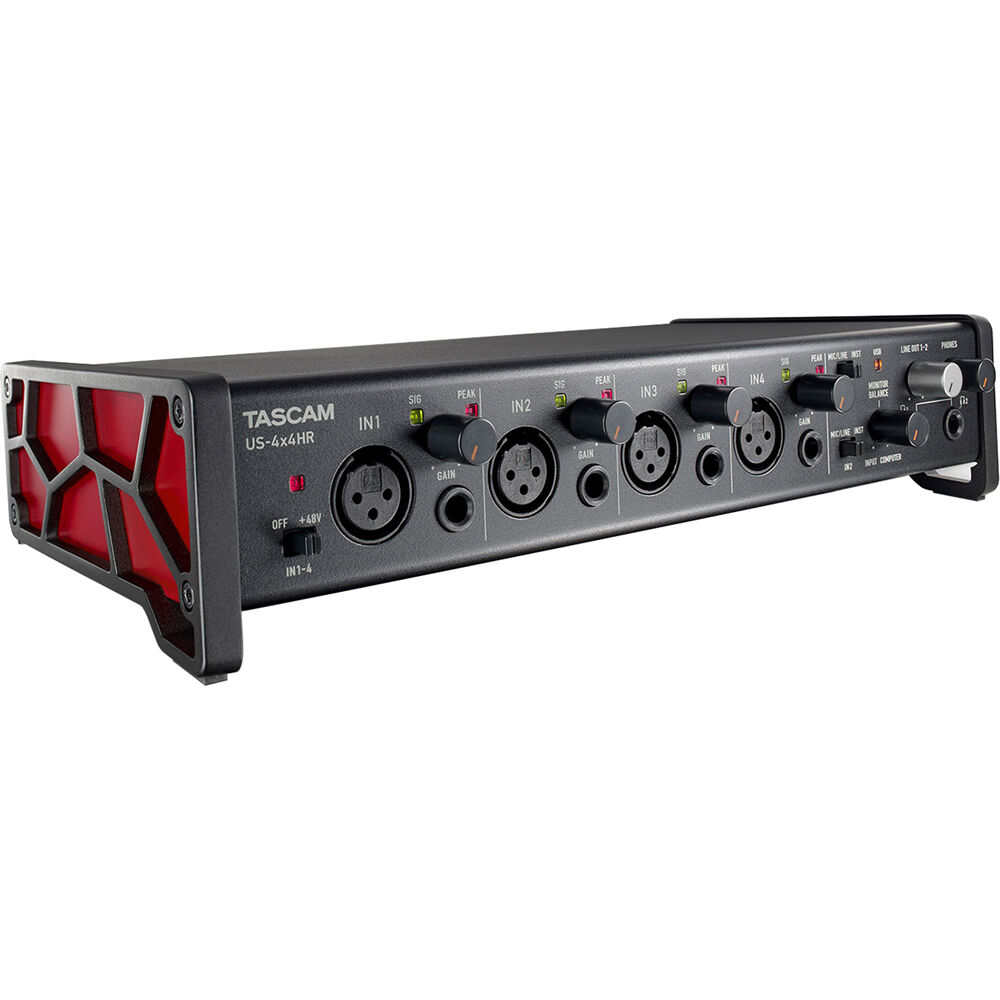 Interface de áudio TASCAM US-4X4HR USB 4 entradas e 4 saídas