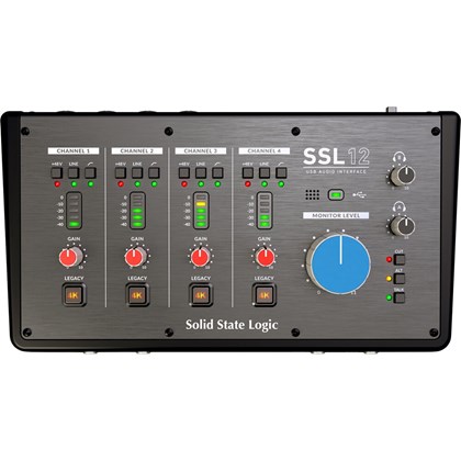 Interface de áudio USB SSL 12 com 4 entradas e 8 saídas com entrada ADAT e MIDI