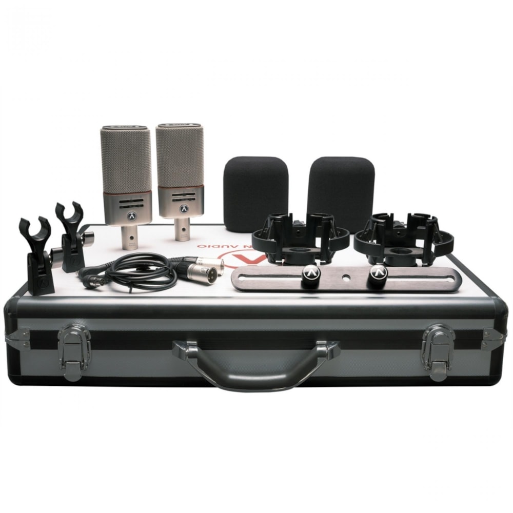 Kit com 2 microfones condensadores multipadrão Austrian OC818 Dual Set Plus