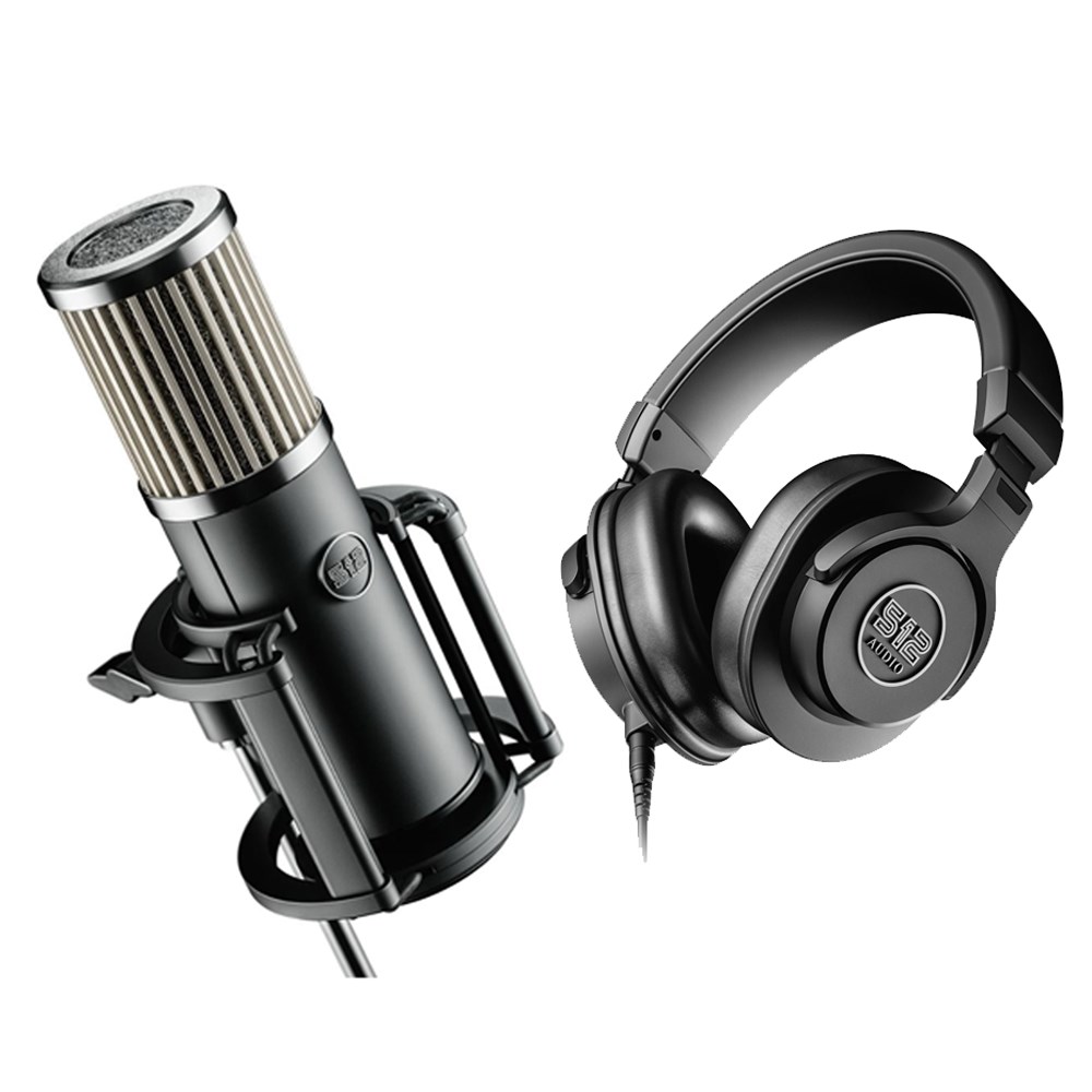 Microfone condensador XLR 512 Audio Skylight + Fones de ouvido 512 Audio Academy