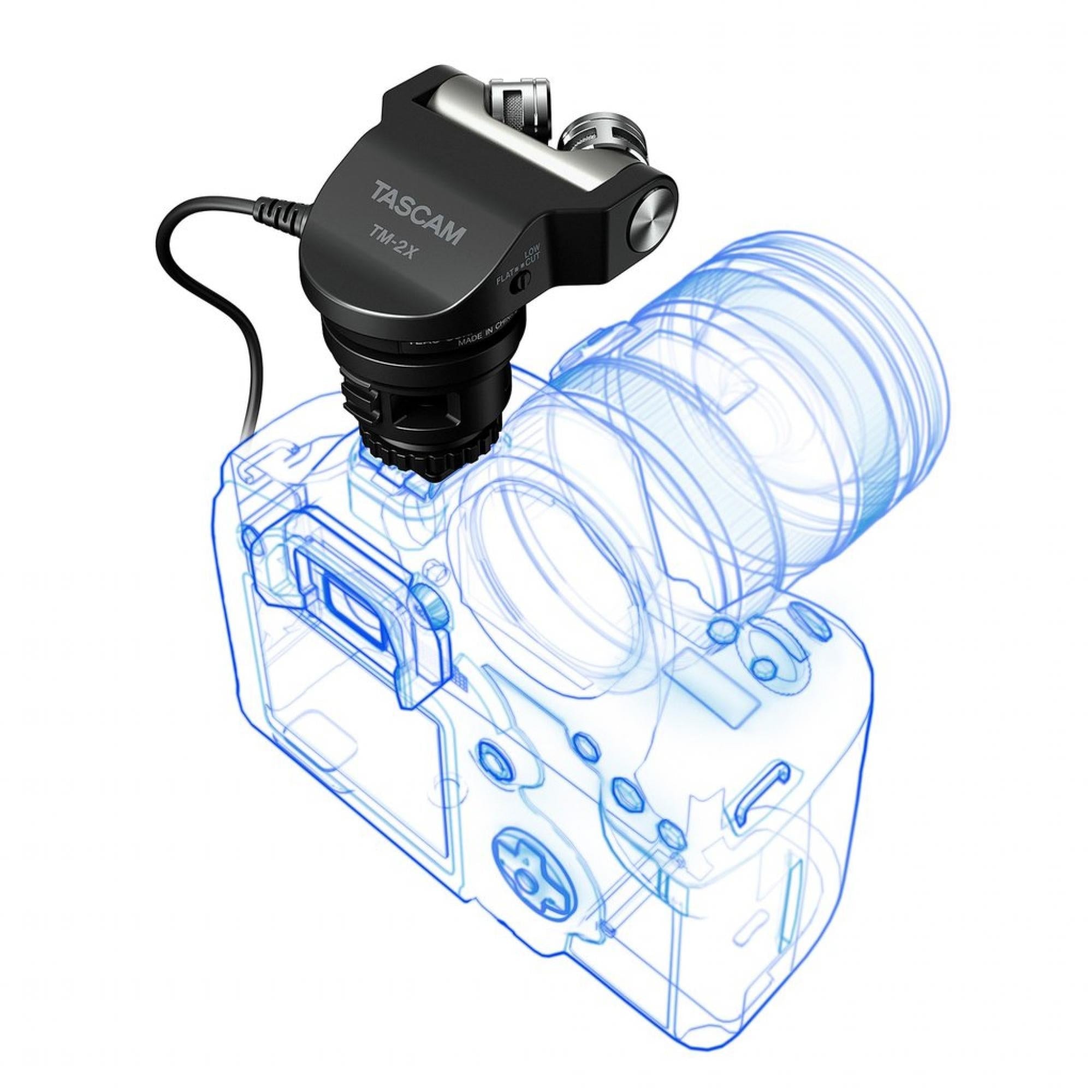 TASCAM TM-2X ステレオコンデンサーマイク TM-2X | デジタル一眼レフ用X-Y高音質ステレオマイク | TASCAM (日本)