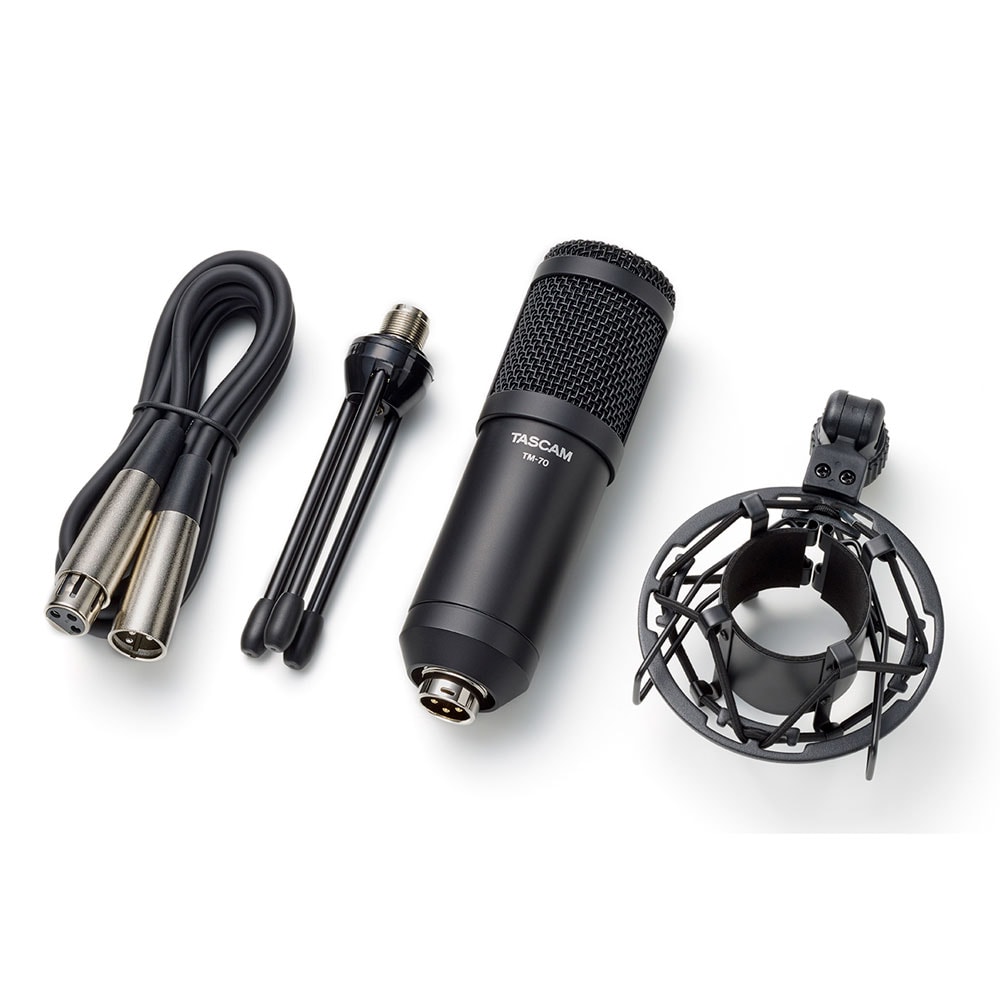 Microfone para podcast dinâmico TASCAM TM-70 diafragma grande