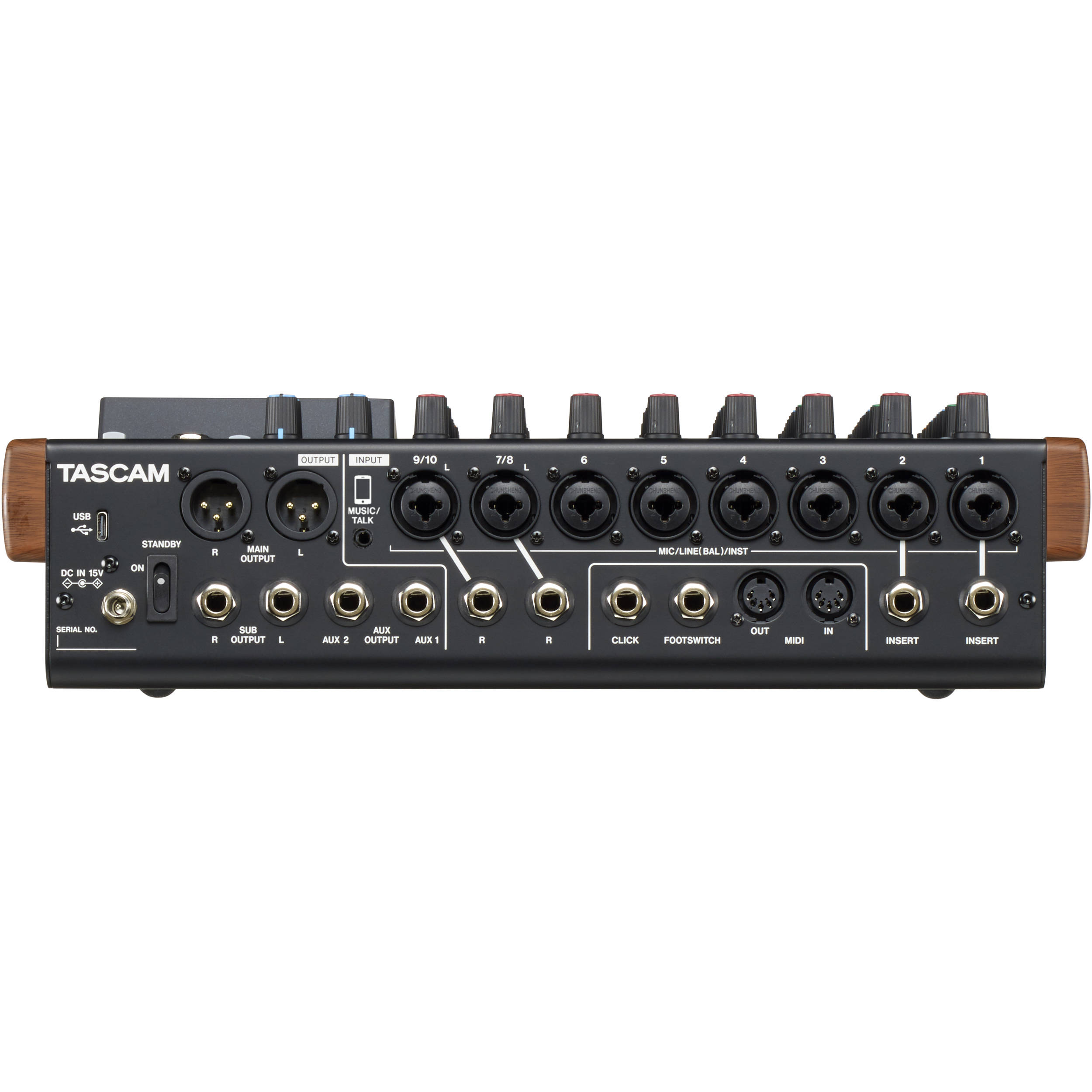 TASCAM Model 12 デジタルミキサー Model 12 TASCAM Mixer superfície de controle e gravador digital