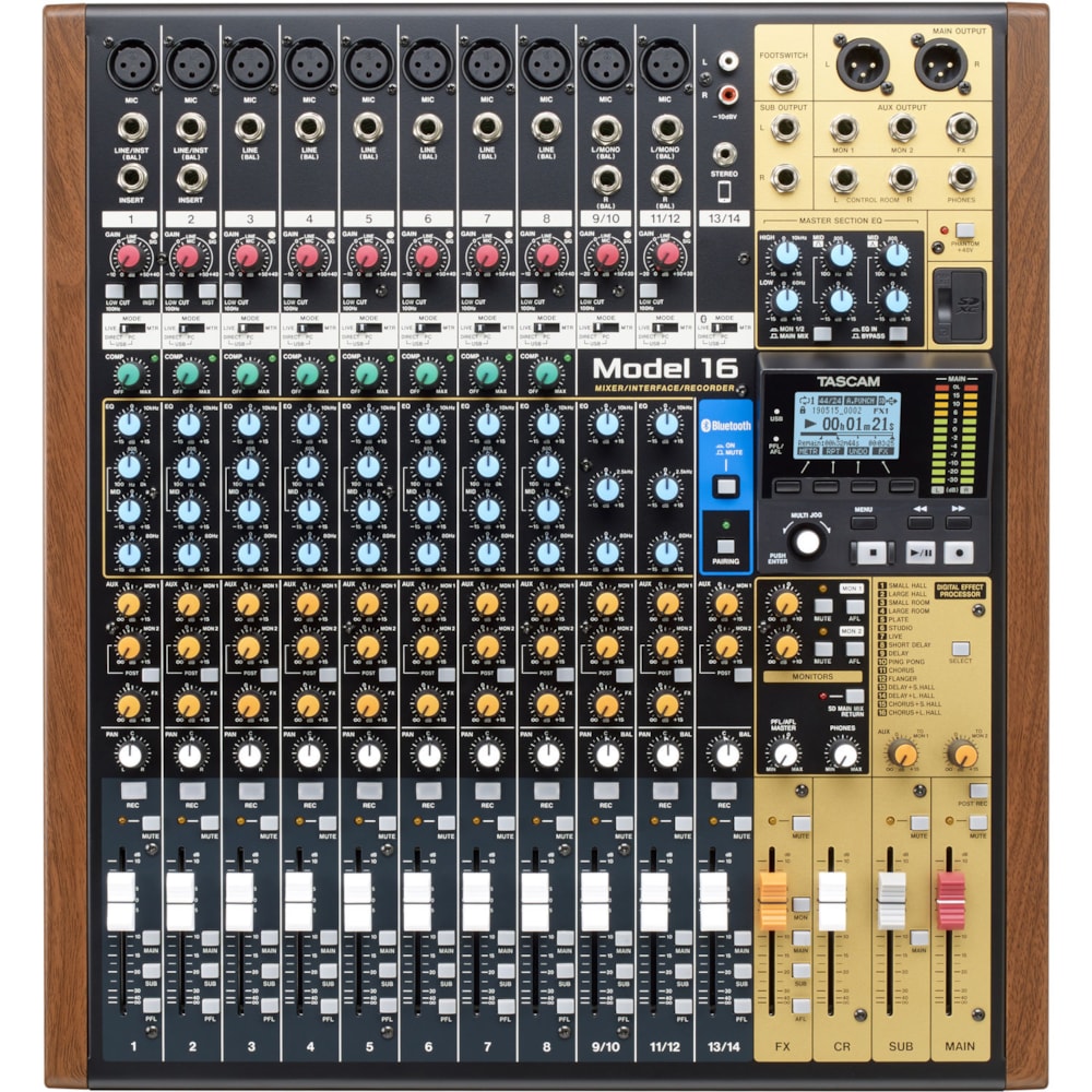 Model 16 TASCAM Mixer analógico com gravador e interface USB - 1