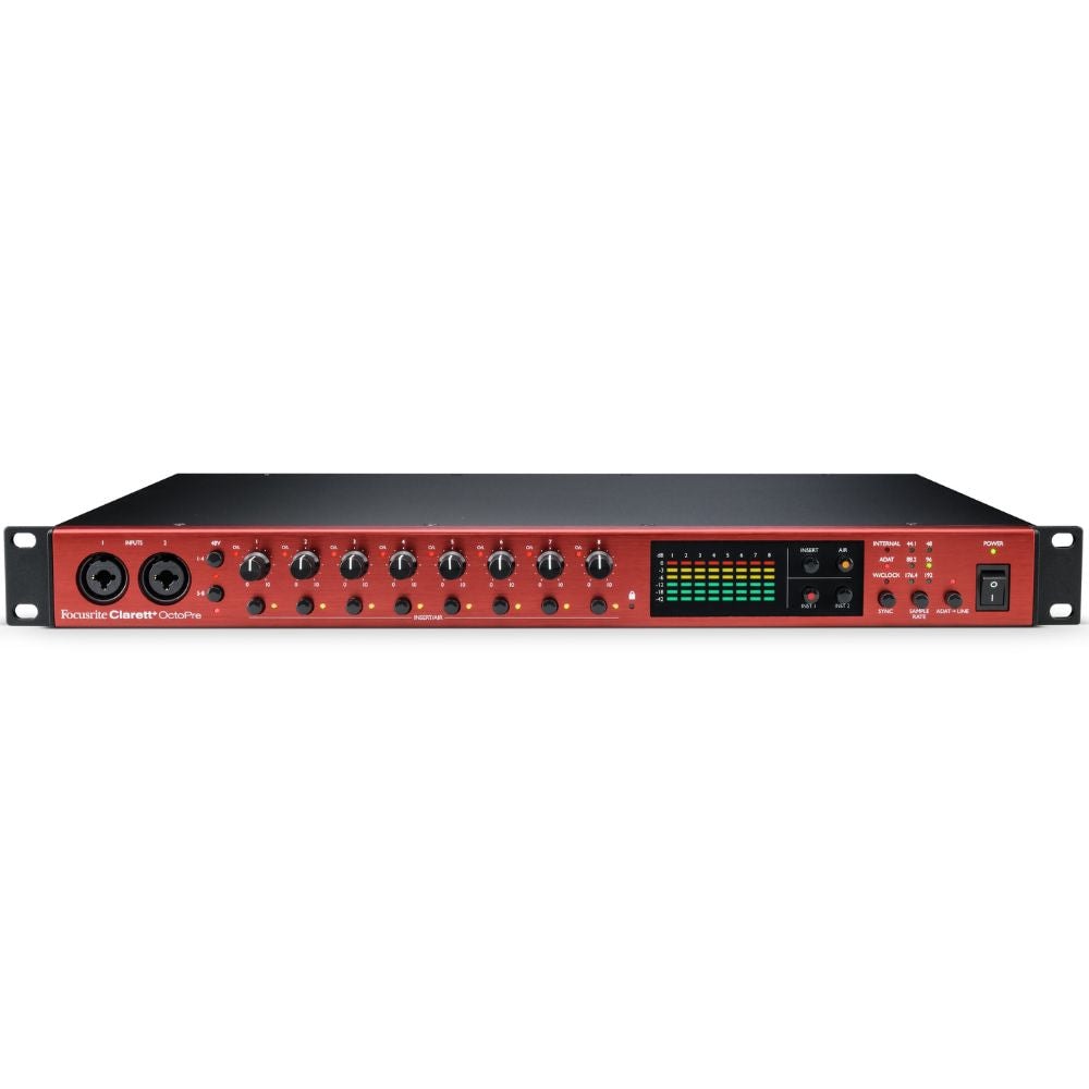 Pré-amplificador Focusrite Clarett+ Octo Pre com 8 canais de entrada
