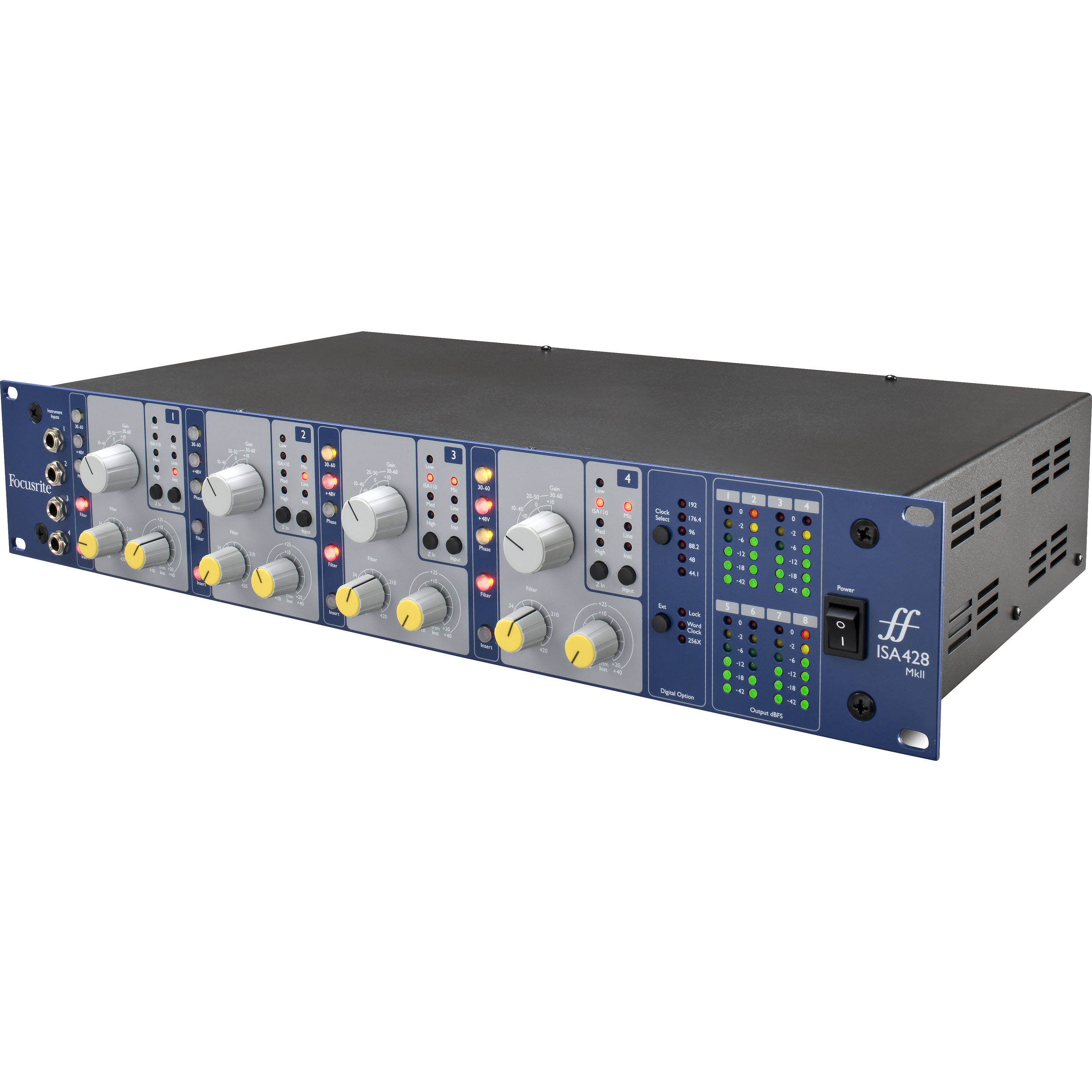 Pré-amplificador Focusrite Isa 428 MkII com 4 canais de entrada