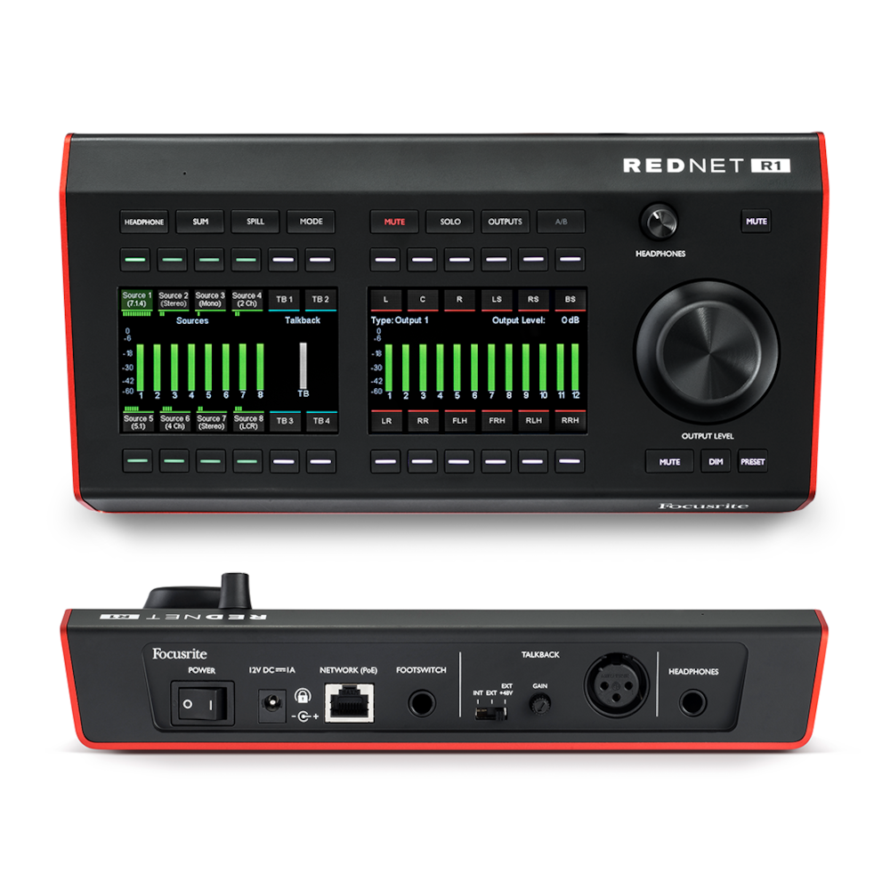 RedNet R1 Focusrite Controlador de Monitoramento com Talkback