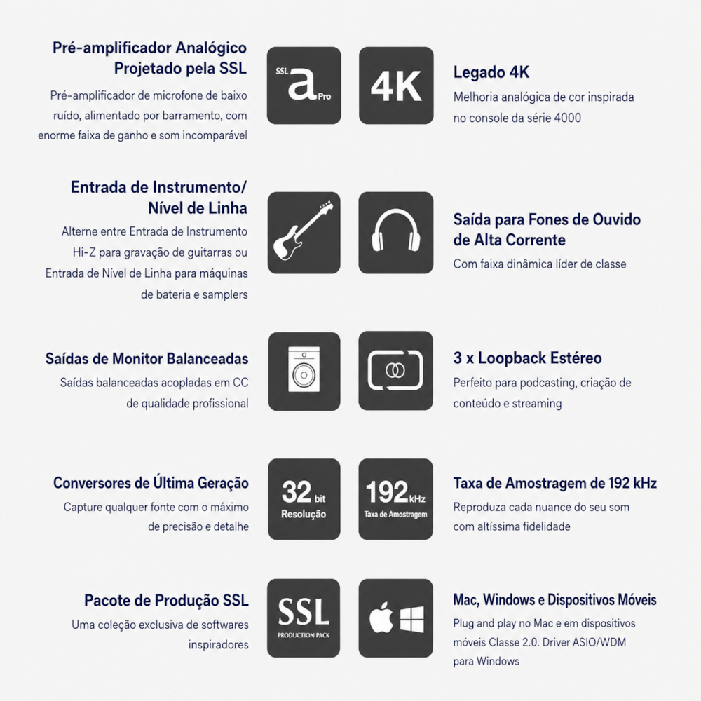 SSL 1 Interface de áudio USB-C 2x2 entradas - 6