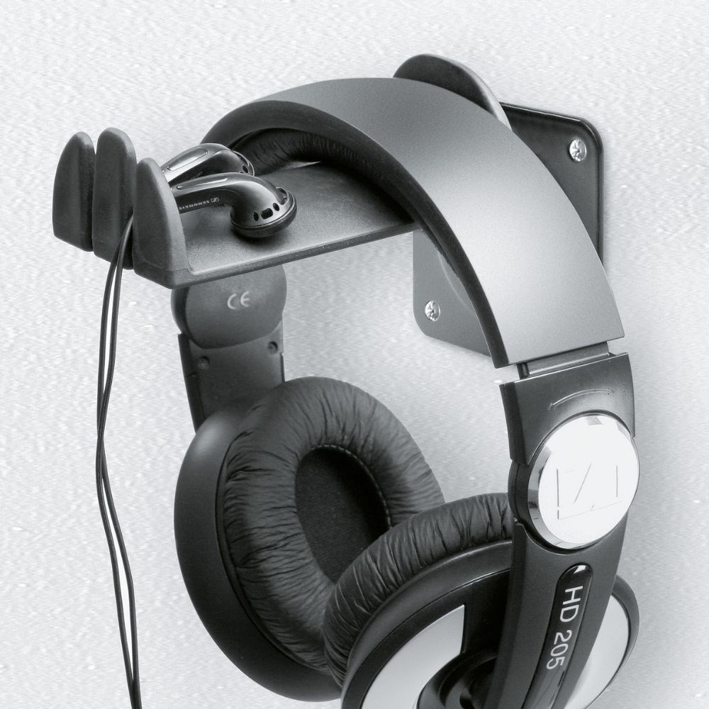 Suporte de parede para fones de ouvido K&M 16310 Headphone Wall Holder Black - 1