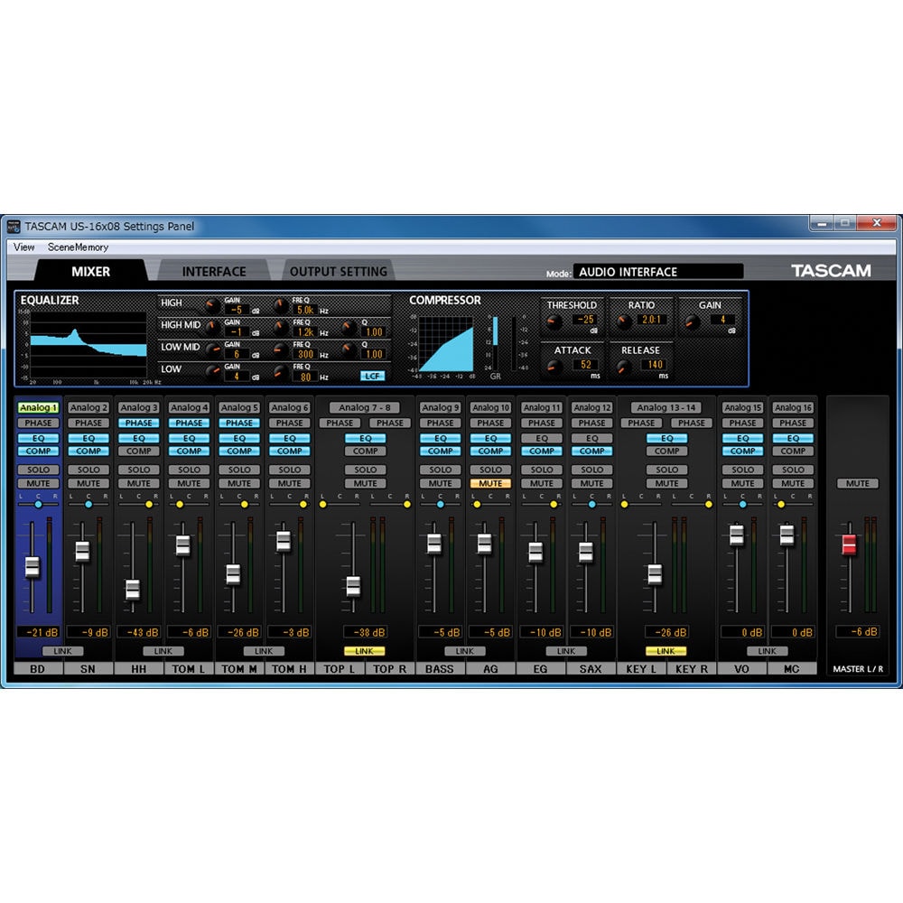 US 16x08 TASCAM Interface de Áudio USB 16×8 com MIDI - 5